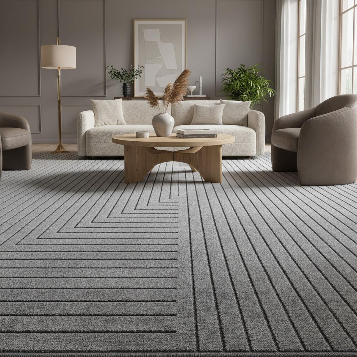 TEPPICH Outdoor ENGADIN in Silber, im Skandi-Stil mit 3D-Design, aus Polypropylen, 240 x 340 cm - Silberfarben, Textil (340/240cm) - KADIMA DESIGN