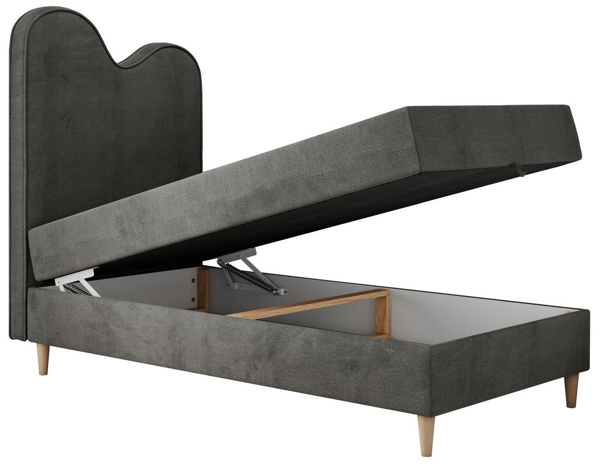 BOXBETT FLOW 90/180 Dunkelgrau Velvet hydrophob - H3 - Dunkelgrau, Holz/Textil (90/180cm) - MKS