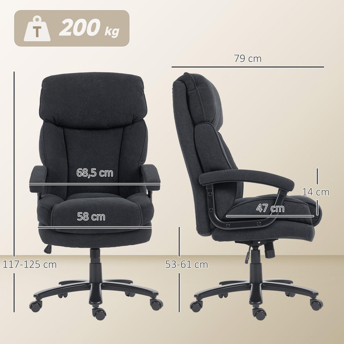 CHEFSESSEL Polyester Schwarz - Schwarz, Textil/Metall (68.5/125/79cm) - HOMCOM