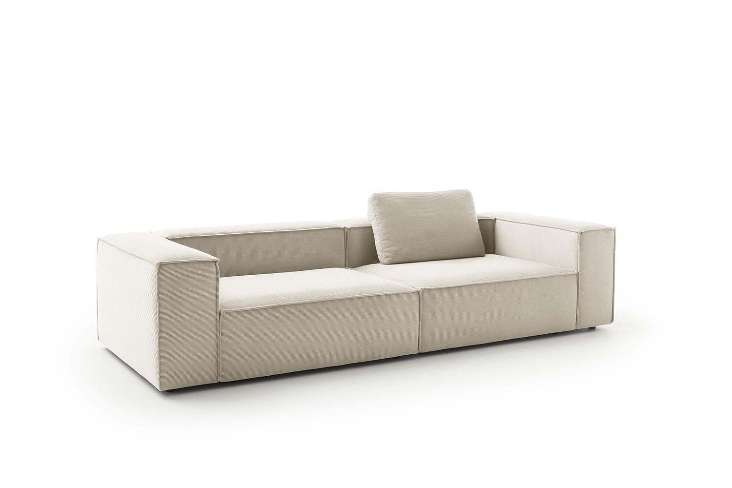 SOFA CARMO Weiß Cord - Schwarz/Weiß, Kunststoff/Textil (306/68/118cm) - KAWOLA