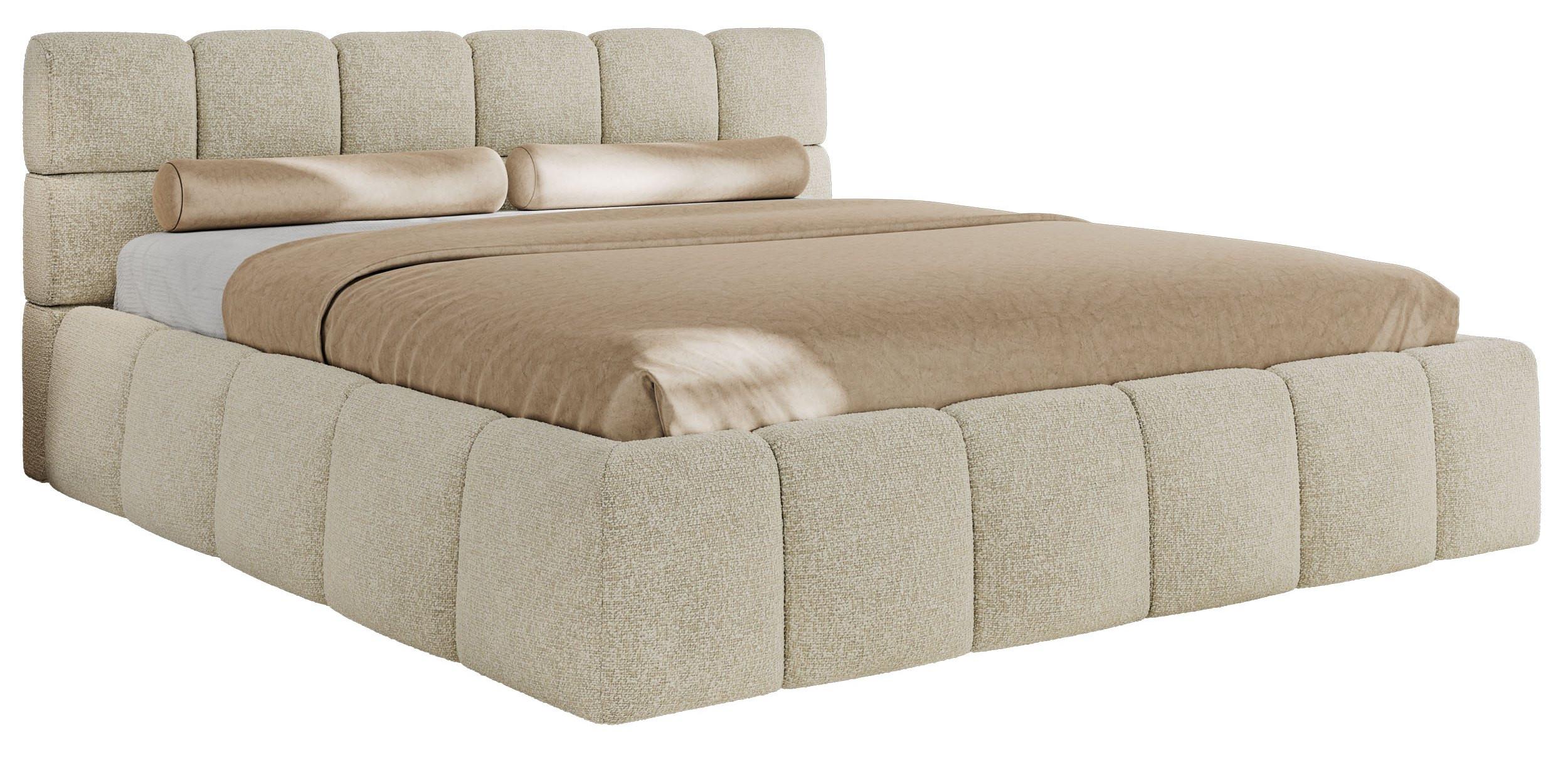 POLSTERBETT NIRA CLASSIC 180/200 - Creme Strukture - Multipocket-Matratze - Creme, Textil (180/200cm) - MKS