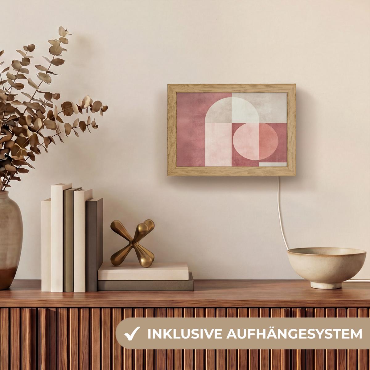 WANDLEUCHTE Figuren - Abstrakt - Rosa 20x15 cm - Altrosa, Holzwerkstoff (20/15/8cm) - OnlyWow