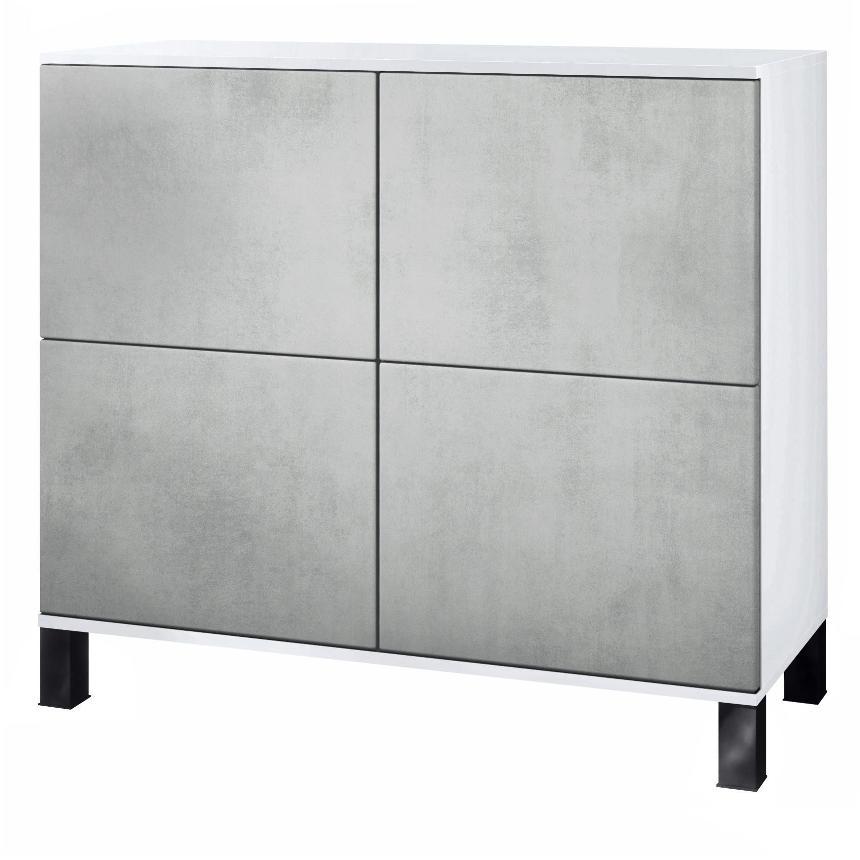 KOMMODE Rova Beton Oxid Optik - Hellgrau, Holzwerkstoff (92.5/84.5/35cm) - Vladon