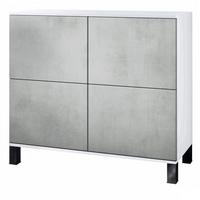 KOMMODE Rova Beton Oxid Optik - Hellgrau, Holzwerkstoff (92.5/84.5/35cm) - Vladon