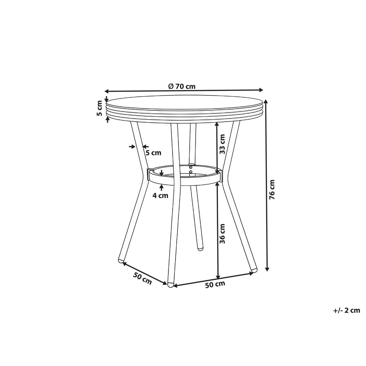 BISTROTISCH 70/70 cm Sicherheitsglas Grau Rifreddo - Grau, Kunststoff (70/70/76cm) - Beliani