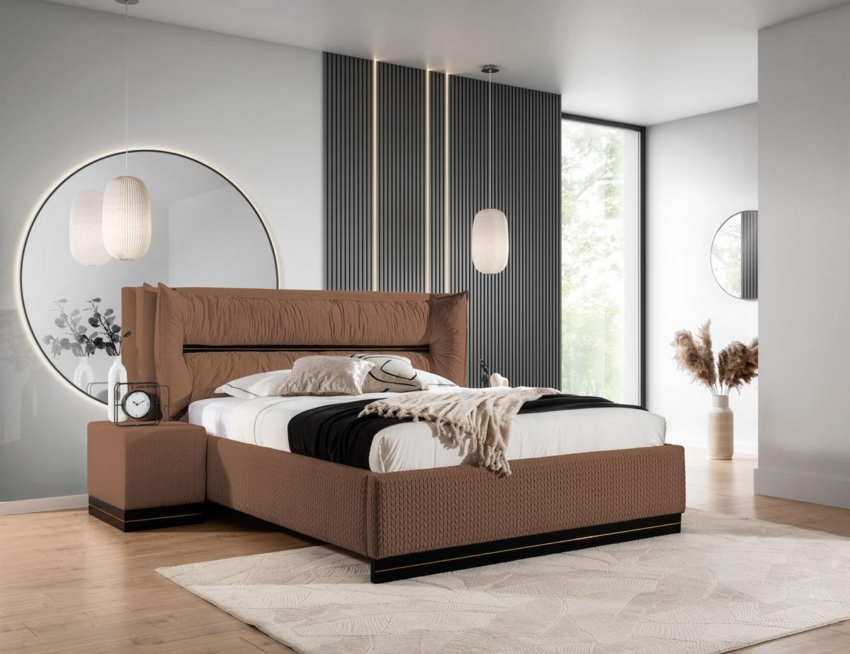 POLSTERBETT Hamilton Magic Velvet Set.1 - Braun, Holzwerkstoff/Textil (140/200cm) - Fun Möbel