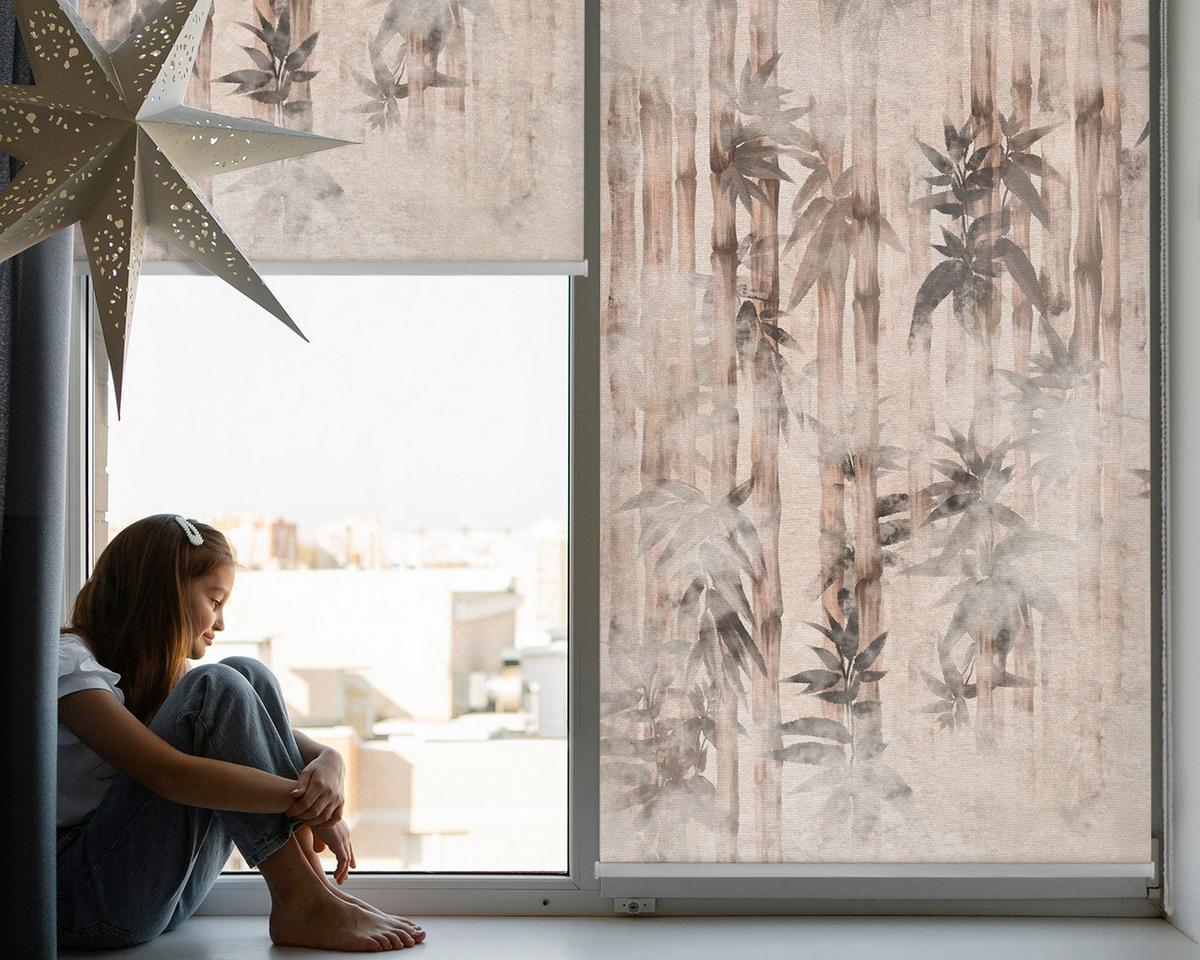 INNENROLLO - Fensterrollo - Rollo - 80x140 cm - Blätter - Grau, Kunststoff (80/140/0.5cm) - TULUP