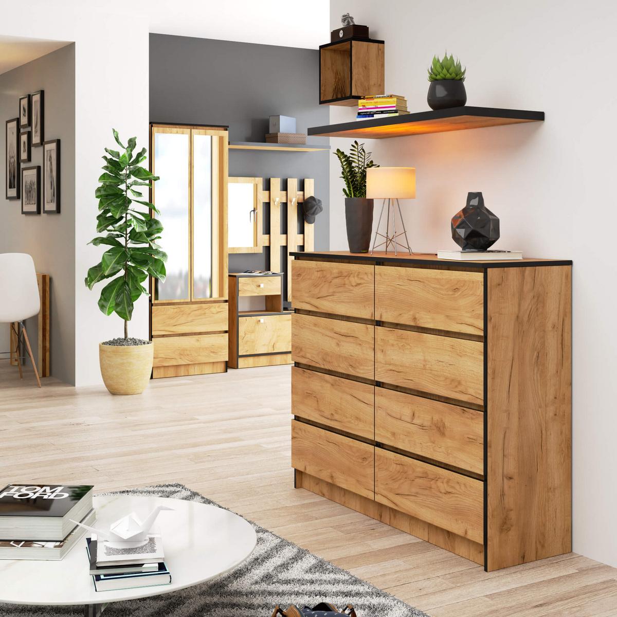 KOMMODE Eiche Craft 99/120/40 - Eiche San Remo, Holzwerkstoff (120/99/40cm) - RAUMHIRSCH FURNITURE