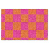 FUSSMATTE Schachbrettmuster - Orange - Rosa - Blöcke Schmutzfangmatte 60x40 cm - Pink, Kunststoff (60/0.4cm) - MuchoWow