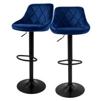 BARHOCKER 2er Set aus Samt Blau höhenverstellbar/drehbar - Blau/Schwarz, Metall (37/106/47cm) - ML-DESIGN