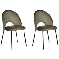 ESSZIMMERSTUHL 2er-Set Samtstoff grün Covelo - Schwarz/Grün, Textil (46/84/45cm) - Beliani