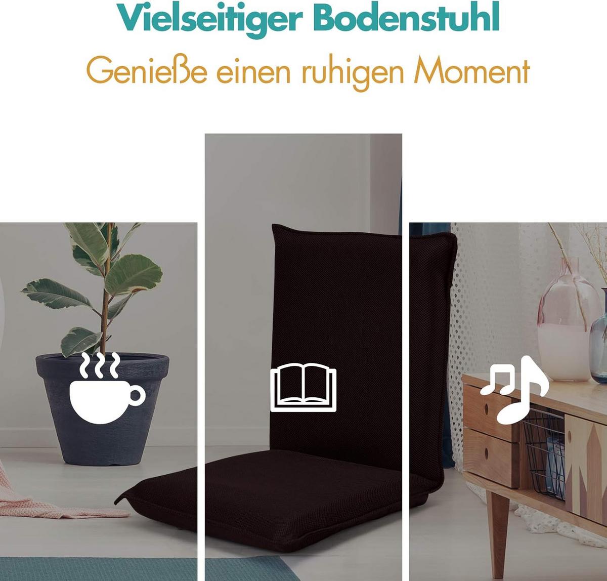 BODENSTUHL Bodensessel Braun - Braun, Textil (47/53/44cm) - COSTWAY