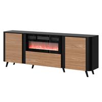 KOMMODE Volare 200 EF mit Kamin - Nussbaumfarben/Schwarz, Holzwerkstoff/Kunststoff (200/76/39cm) - MIRJAN24