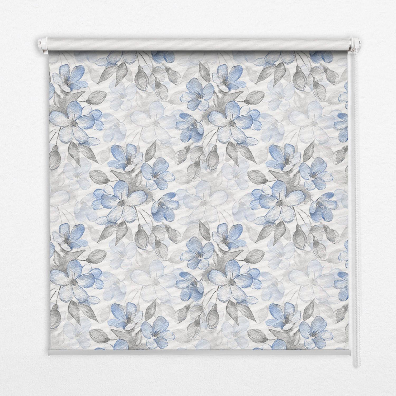 INNENROLLO - Fensterrollo - Rollo - 90x180 cm - Blumen - Blau, Kunststoff (90/180/0.5cm) - TULUP