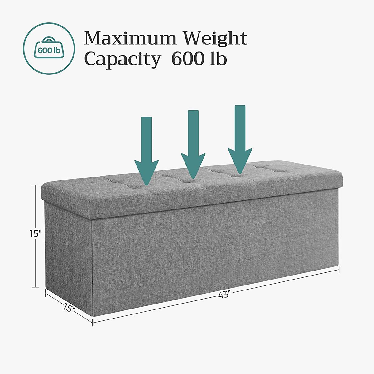SITZBOX mit 2 Innenfächern - L110 cm - Grau, Holzwerkstoff (38/38/8cm) - Calicosy