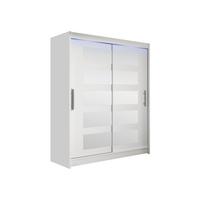 SCHWEBETÜRENSCHRANK Westa V, mit RGB LED Beleuchtung - Silberfarben/Weiß, Holzwerkstoff/Metall (150/200/58cm) - MIRJAN24
