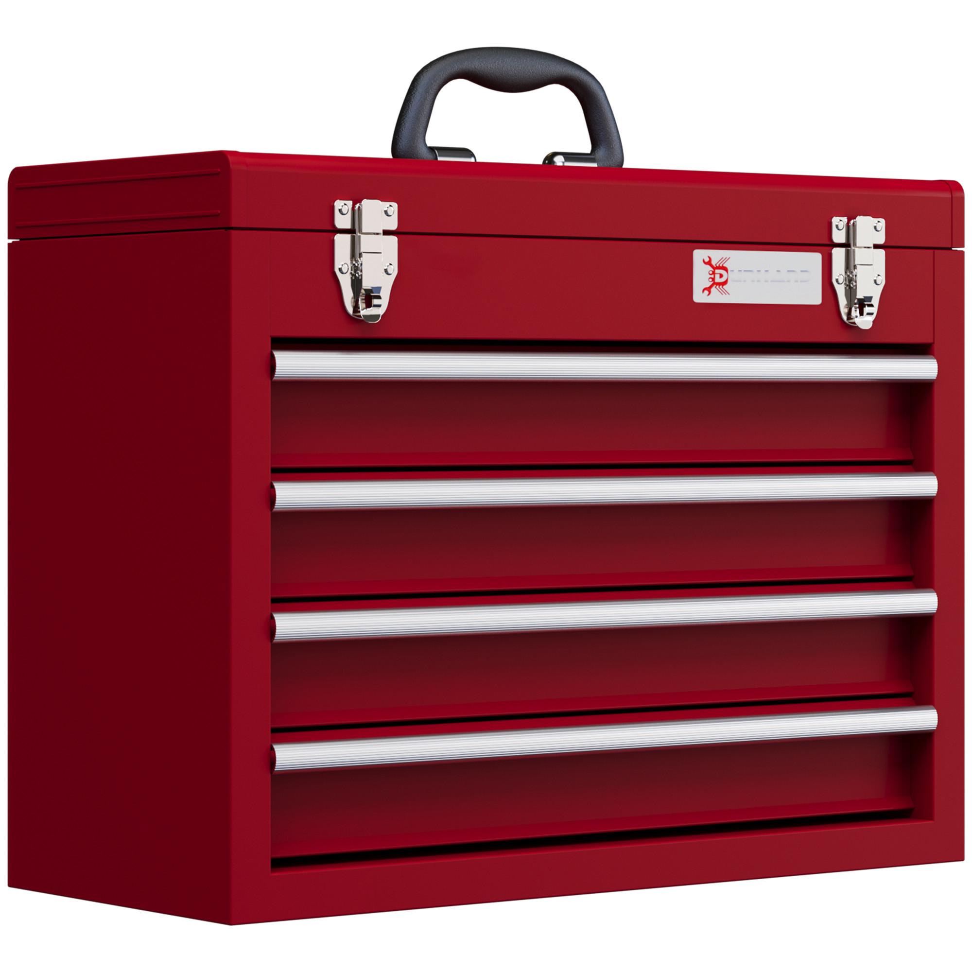 WERKZEUGKOFFER leer, 51 x 22 x 39,5 cm Werkzeugkasten mit 4 Schubladen Rot - Rot, Metall (22/39.5/51cm) - DURHAND