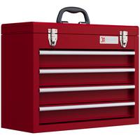 WERKZEUGKOFFER leer, 51 x 22 x 39,5 cm Werkzeugkasten mit 4 Schubladen Rot - Rot, Metall (22/39.5/51cm) - DURHAND