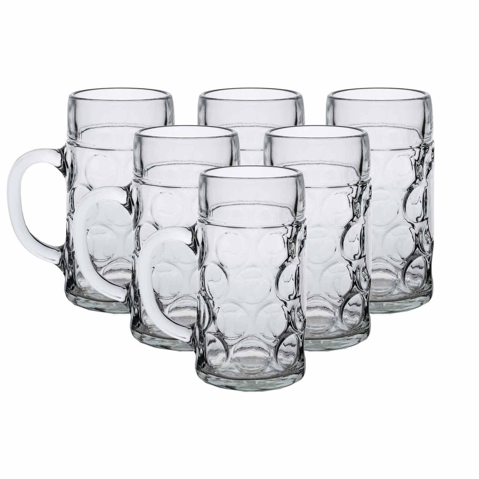 MASSKRÜGE GEEICHT Isar transparent 1 l 6er Set - Transparent, Glas (1L) - Van Well