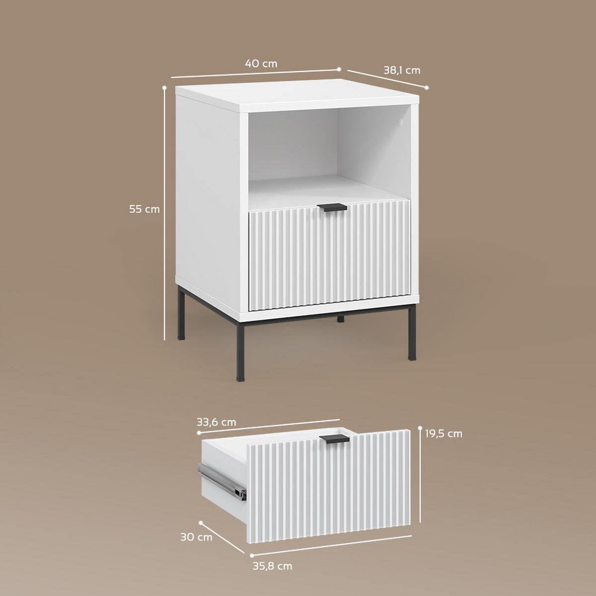 NACHTTISCH Aterno Weiß 2er Set - Weiß, Holzwerkstoff (40/55/38.1cm) - Livinity®