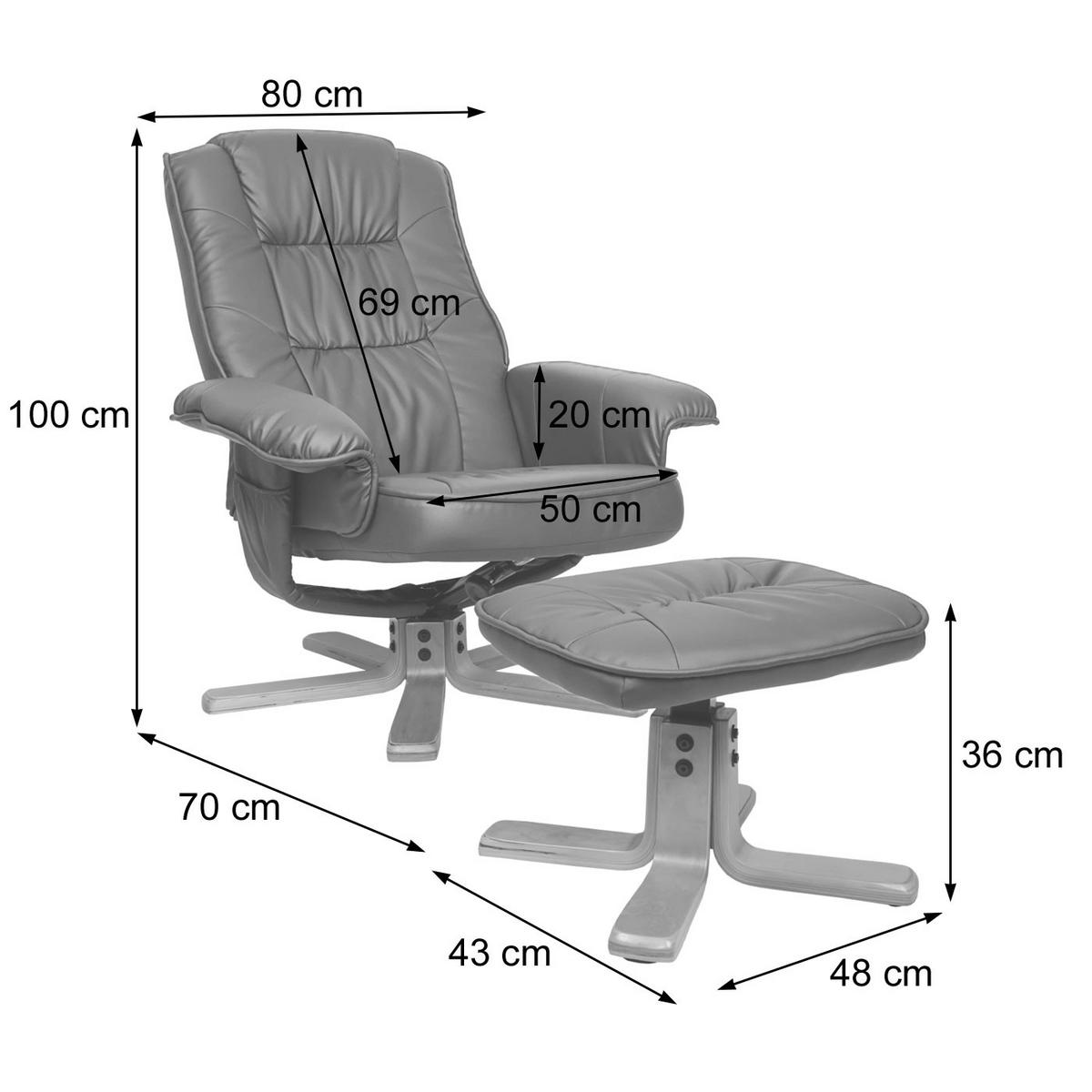 RELAXSESSEL MIT HOCKER Schwarz - Schwarz, Textil (80/100/105cm) - MCW