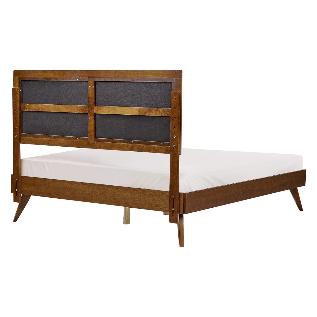 BETT mit Lattenrost 160/200 cm Dunkelbraun Poissy - Dunkelbraun/Beige, Holzwerkstoff (160/200cm) - Beliani