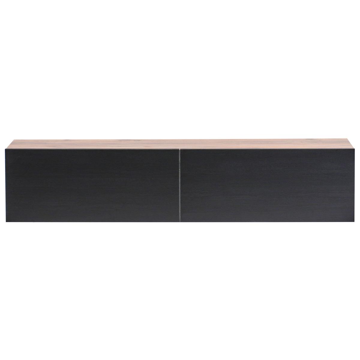 WANDMONTIERTER-TV-SCHRANK Schwarz/Braun Gladstone - Schwarz/Braun, Holzwerkstoff (140/30/32cm) - Beliani