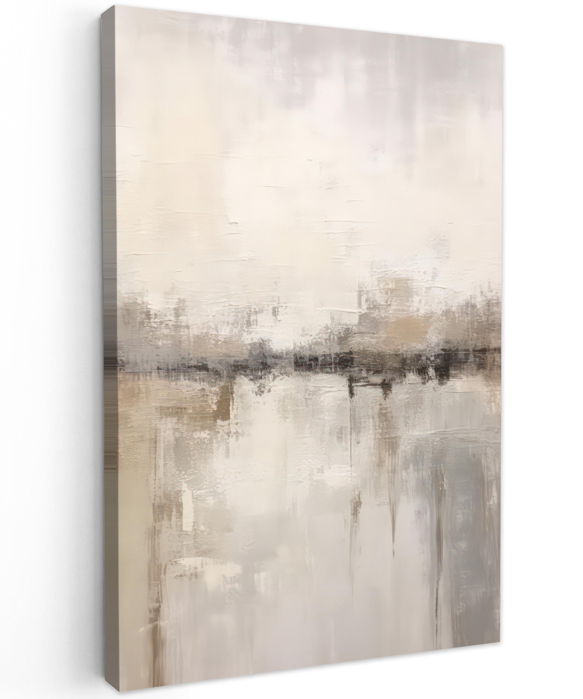 LEINWANDBILD Moderne Kunst - Abstrakt - Beige Deko Groß 90x140 cm - Beige, Textil (90/140cm) - MuchoWow