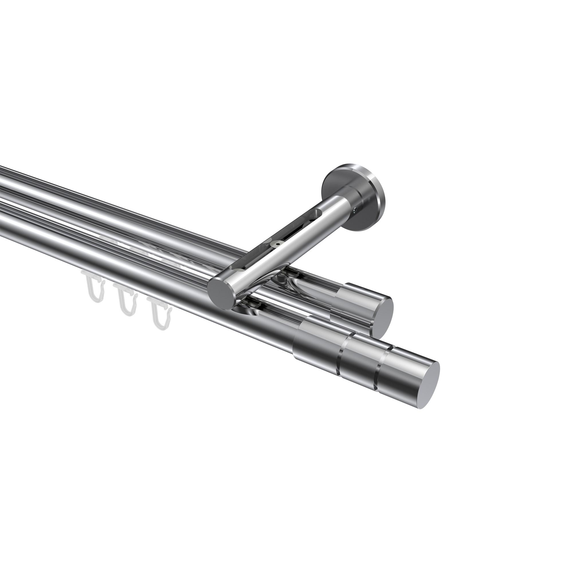 GARDINENSTANGE INNENLAUF Siteno Elanto 420 cm (geteilt in 3 x 140 cm), 2-läufig, 20 mm Ø Chrom - Chromfarben, Metall (420cm) - INTERDECO