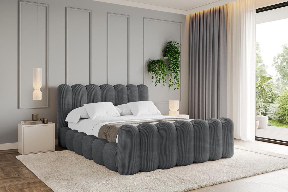 POLSTERBETT mit Bettkasten, Fußteil und Lattenrost, Boxbett ohne Matratze - SENA-Z 200x200 Dunkelgrau - Anthrazit, Holzwerkstoff/Textil (200/200cm) - ALTDECOR