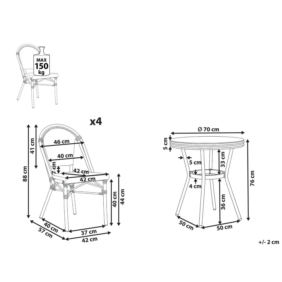 GARTENMÖBEL-SET 4-Sitzer Grau Polyrattan Rifreddo - Grau, Kunststoff - Beliani