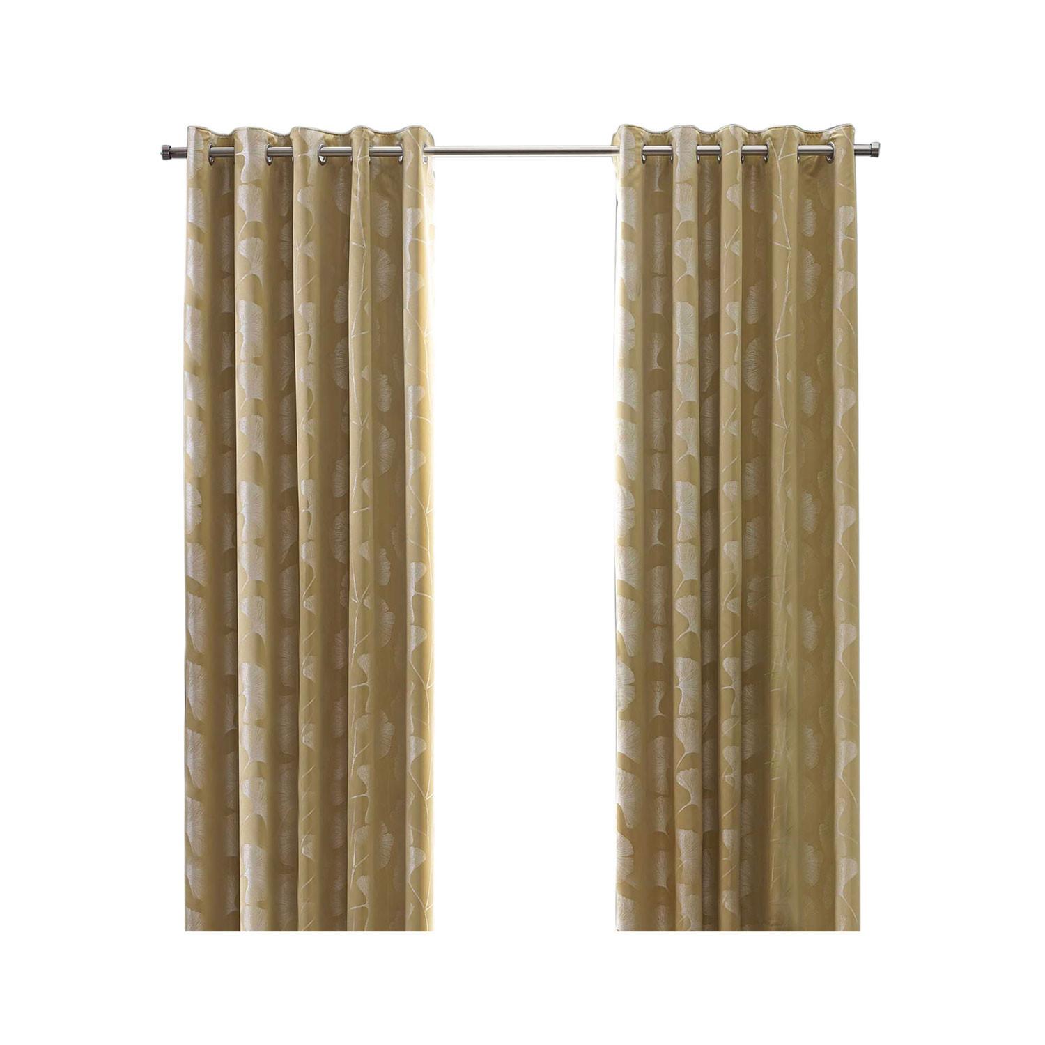 ÖSENVORHANG Gingko-Motiv verdunkelnd 2er-Set, 117/182 cm - Currygelb, Textil (117/182cm) - Homescapes