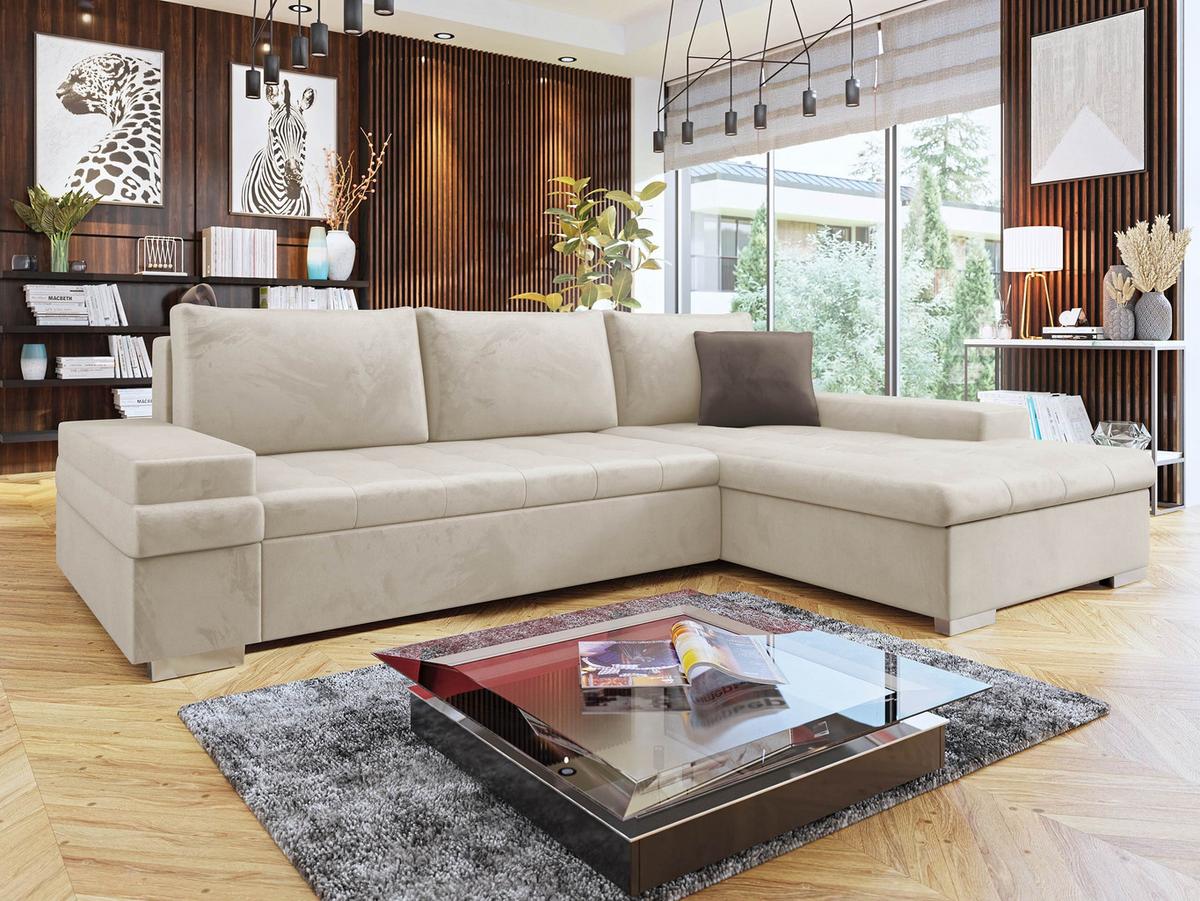 ECKSOFA Bangkok Mini Premium - Beige/Silberfarben, Holz/Textil (274/182cm) - MIRJAN24