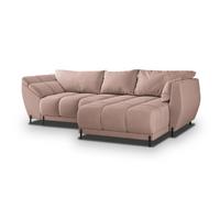 ECKSOFA VESTANO R-S Rosa Velours-Stoff mit Schlaffunktion - Rosa, Holz (287/182cm) - MASSENO