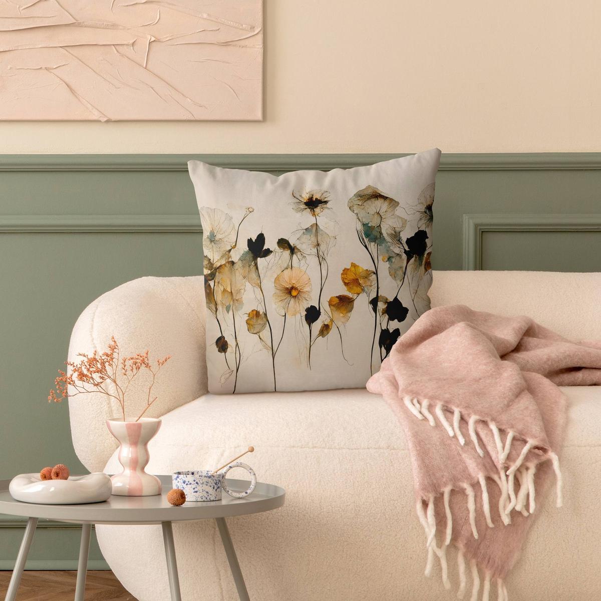 DEKOKISSEN Warme Blüten 40/40 cm - Beige, Textil (40/40/10cm) - Bilderwelten