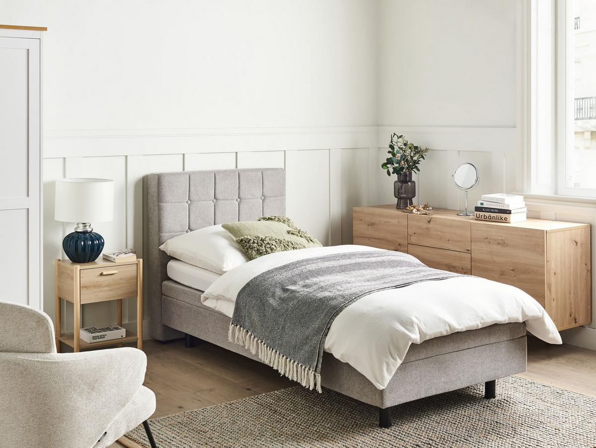 POLSTERBETT verstellbar 90x200 cm Grau Duke - Hellgrau, Textil (90/200cm) - Beliani