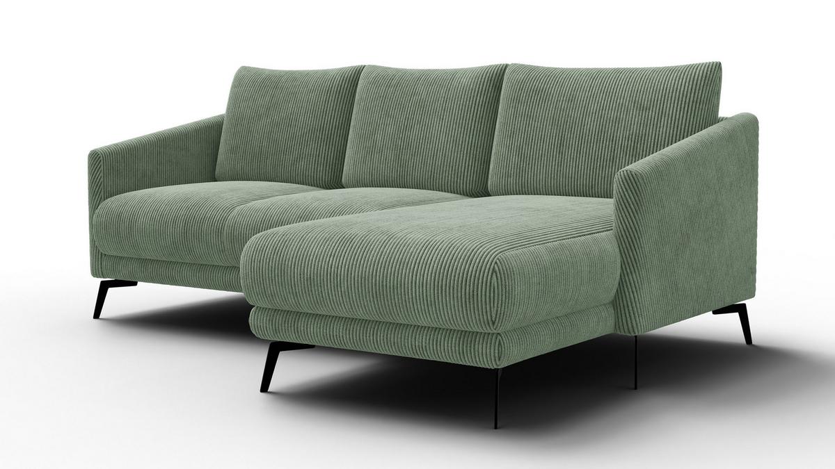 ECKSOFA VILT 3-Sitzer, mint - Schwarz/Mintgrün, Holzwerkstoff/Textil (221/156cm) - Wozimo