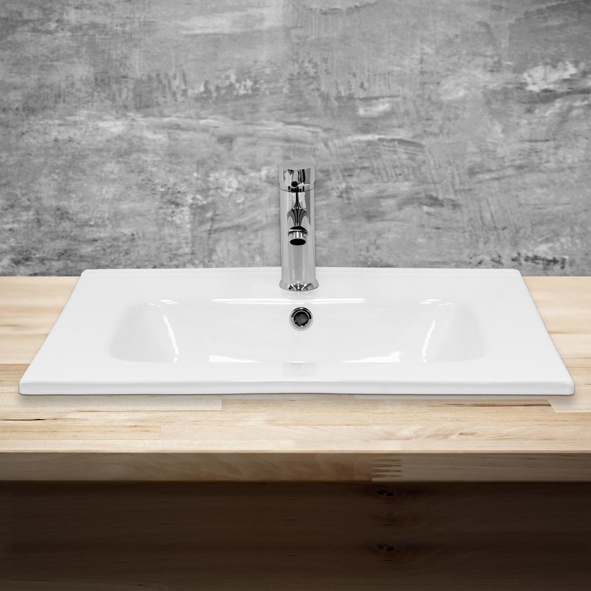 WASCHBECKEN - Weiß, Keramik (61/16.5/46cm) - ML-DESIGN