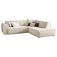 ECKSOFA SAMU Cremeweiß Cord - Creme/Schwarz, Textil (254/224cm) - KAWOLA