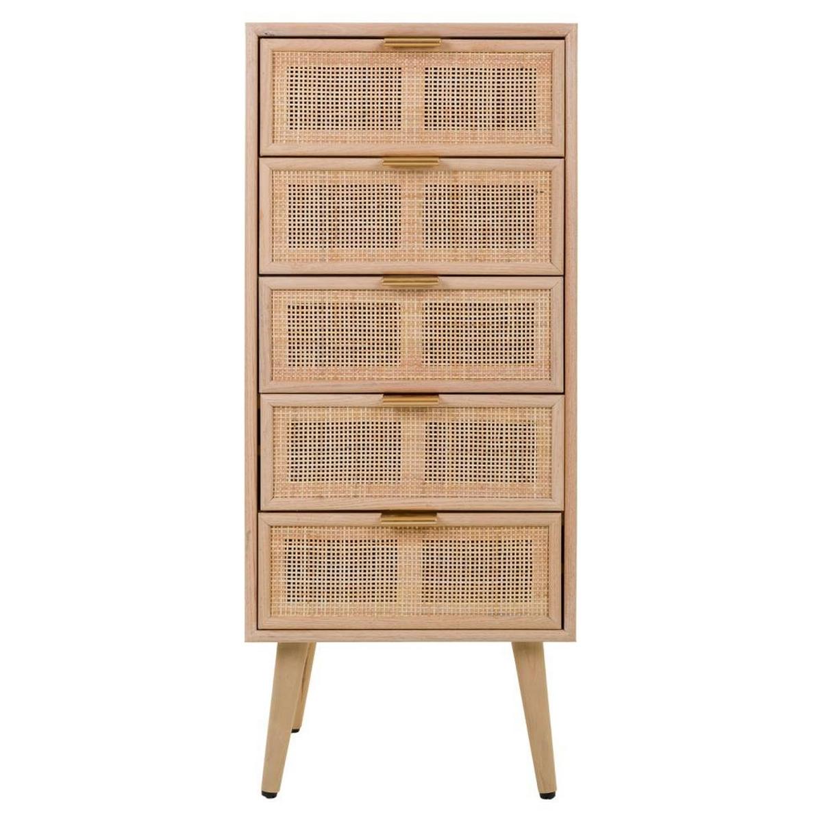 KOMMODE aus MDF und Gitter, braun, 42x37x101cm - Braun, Holzwerkstoff (42/100.5/36.5cm) - Wanderlust