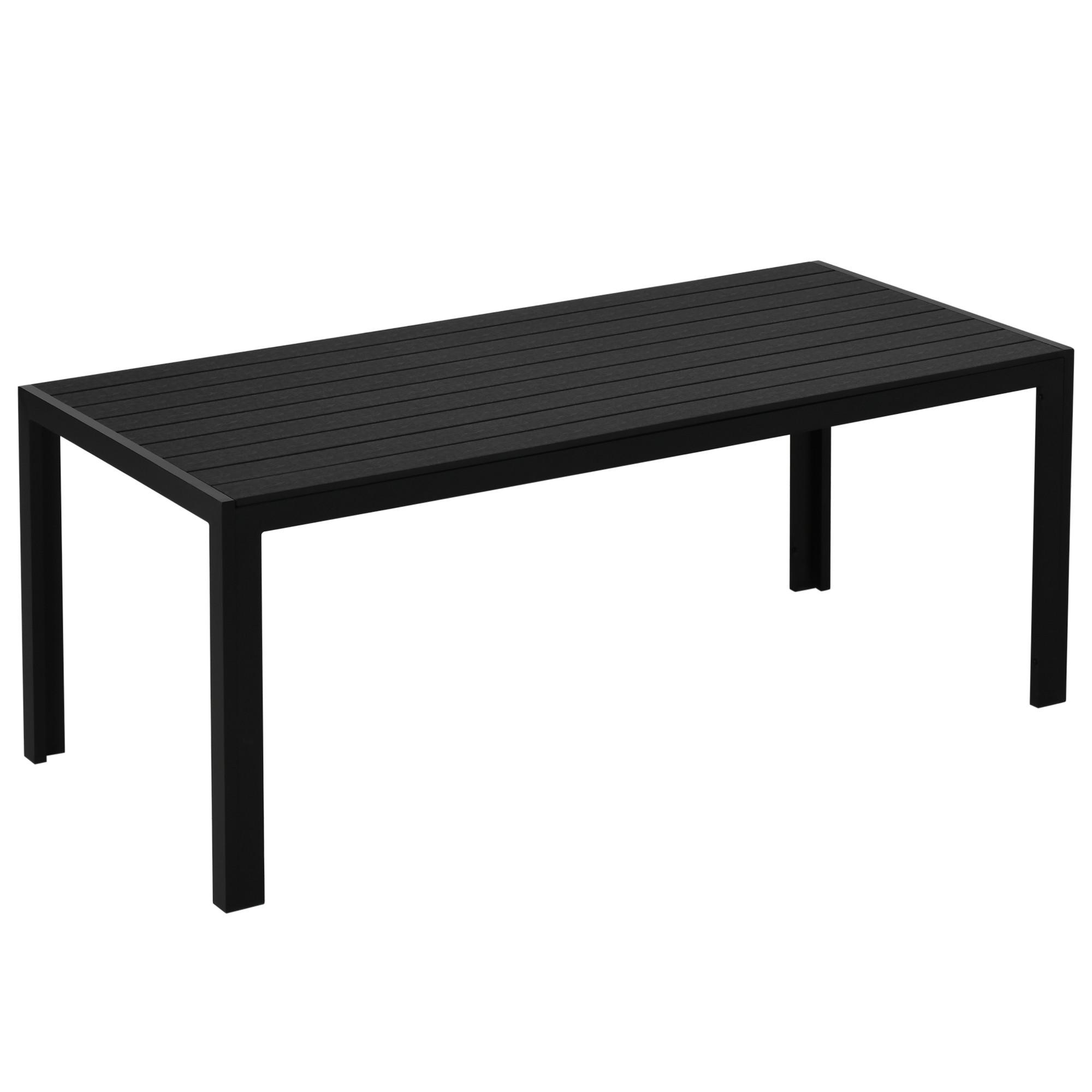 TISCH Alu WPC Esstisch Gartentisch Gartenmöbel Balkon Schwarz - Schwarz, Metall (190/84.5/72cm) - Outsunny
