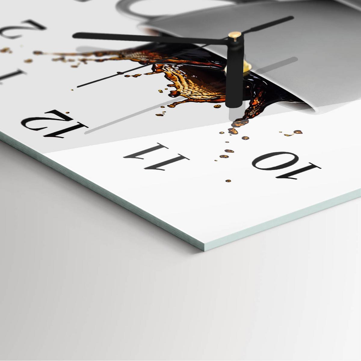 WANDUHR aus Glas 30x30 cm - Kaffee - Weiß, Glas (30/30/0.4cm) - TULUP