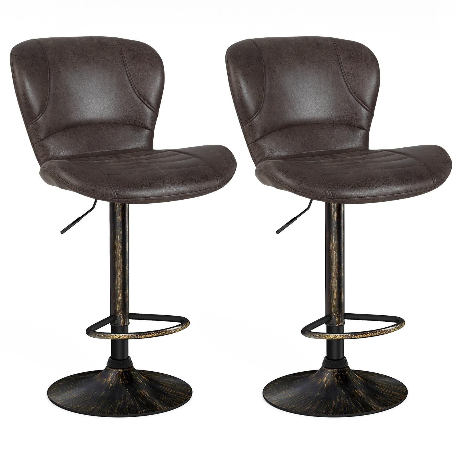 BARHOCKER Braun(2er-Set) - Braun, Metall (56/93/47cm) - COSTWAY