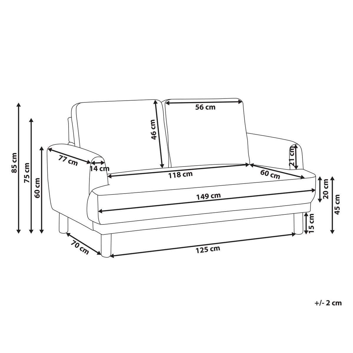 2-SITZER-SOFA Stoff cremeweiß Tuve - Hellbraun/Weiß, Textil (149/85/90cm) - Beliani