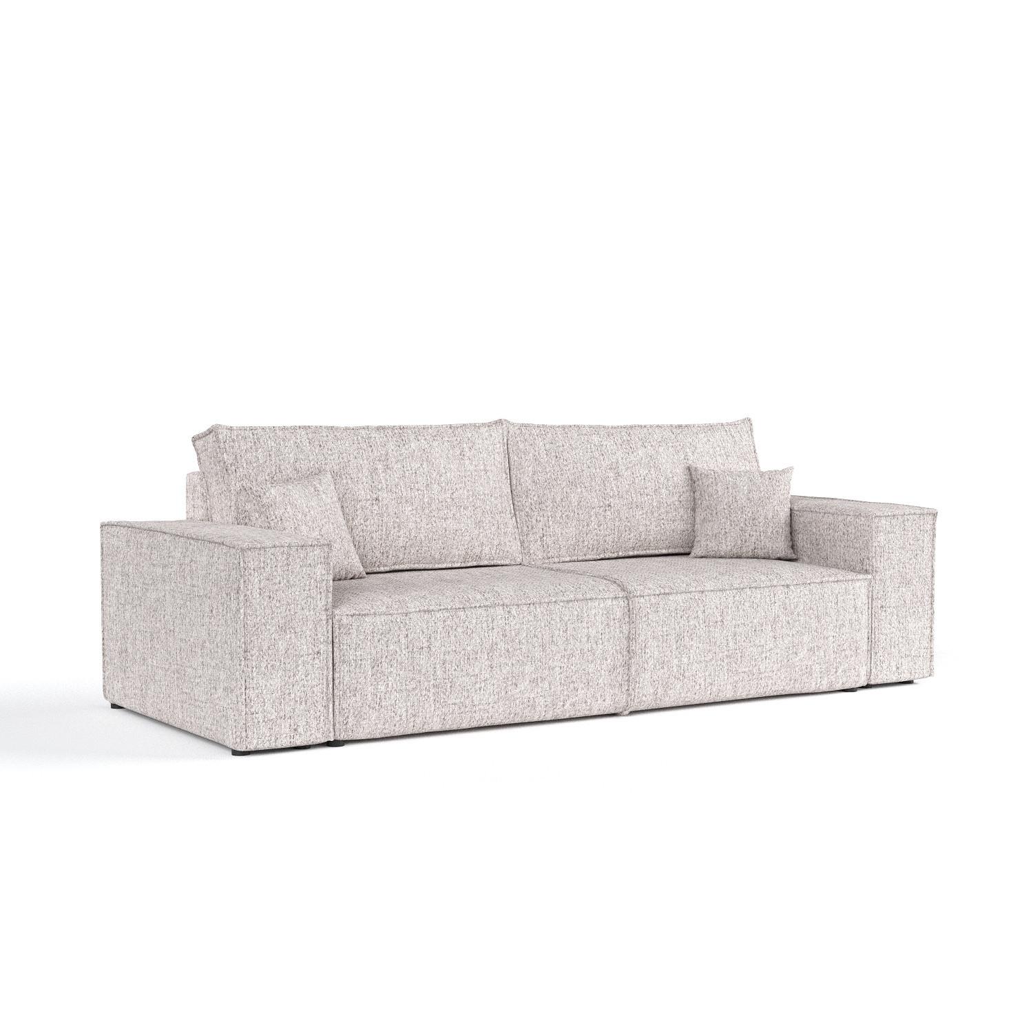 SOFA RESSO mit Schlaffunktion Beige im Neve Stoff - Beige/Schwarz, Holz/Holzwerkstoff (255/70/105cm) - AltaBeds