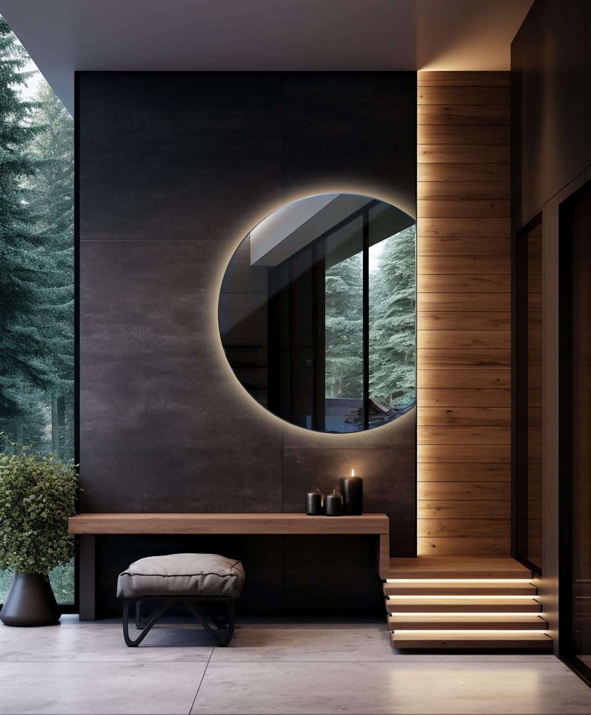 LED SPIEGEL 63 cm x 70 cm Asymmetrische Form Neutralweiß 4000 K - Transparent, Glas (63/70/0.4cm) - Wallfluent