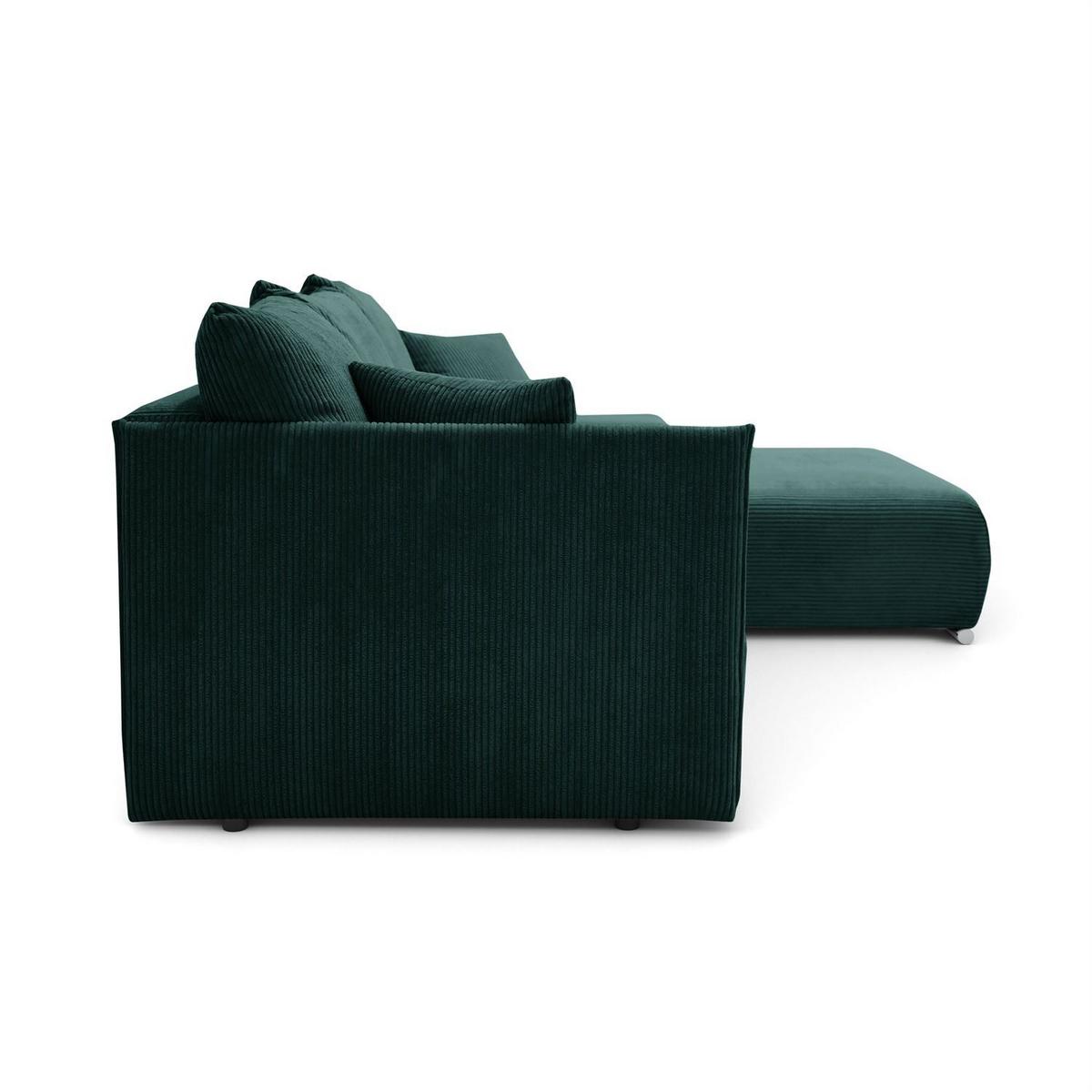 ECKSOFA LAVIO L mit Schlaffunktion und Bettzeugkasten Rechte - Grün, Textil (246/188cm) - Lookway