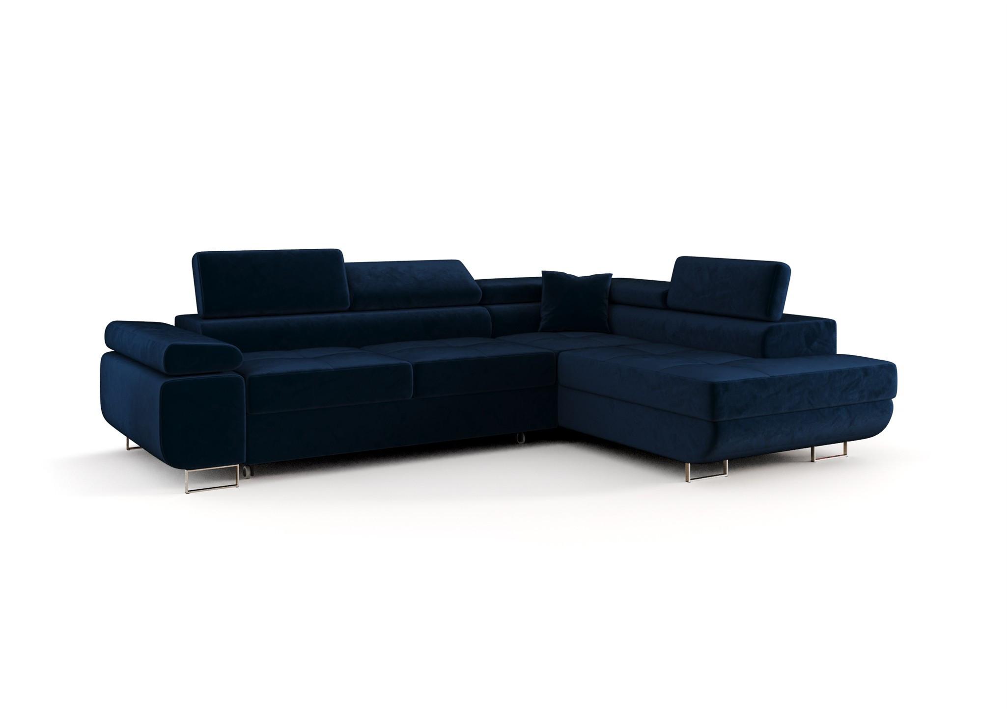 ECKSOFA Monaro Mit Schlaffunktion - Dunkelblau, Holzwerkstoff/Textil (275/202cm) - Fun Möbel