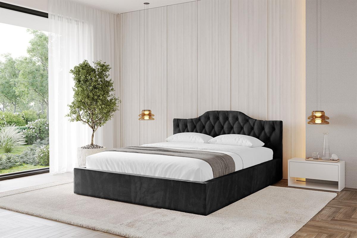 POLSTERBETT mit Bettkasten und Lattenrost, Bett mit Matratze H3/H4 - FALIO-V1 120x200 Schwarz - Schwarz, Holzwerkstoff/Textil (120/200cm) - ALTDECOR