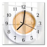 WANDUHR aus Glas 30x30 cm - Tasse Kaffee - Beige, Glas (30/30/0.4cm) - TULUP